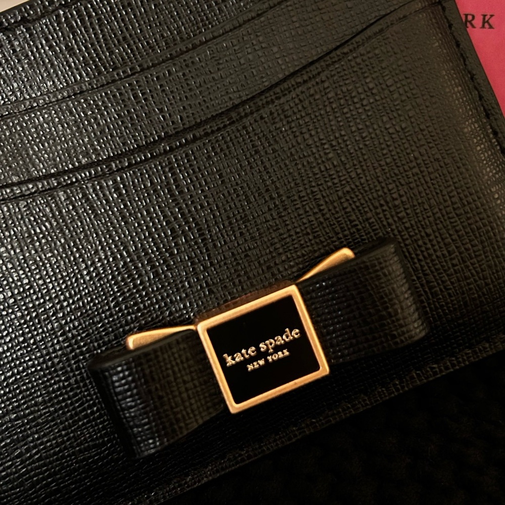 Kate Spade Black Bow Morgan Embellished Leather Card Holder - Picture 6 of 8